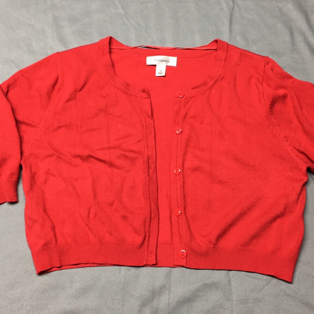Dress Barn Red Crop Cardigan